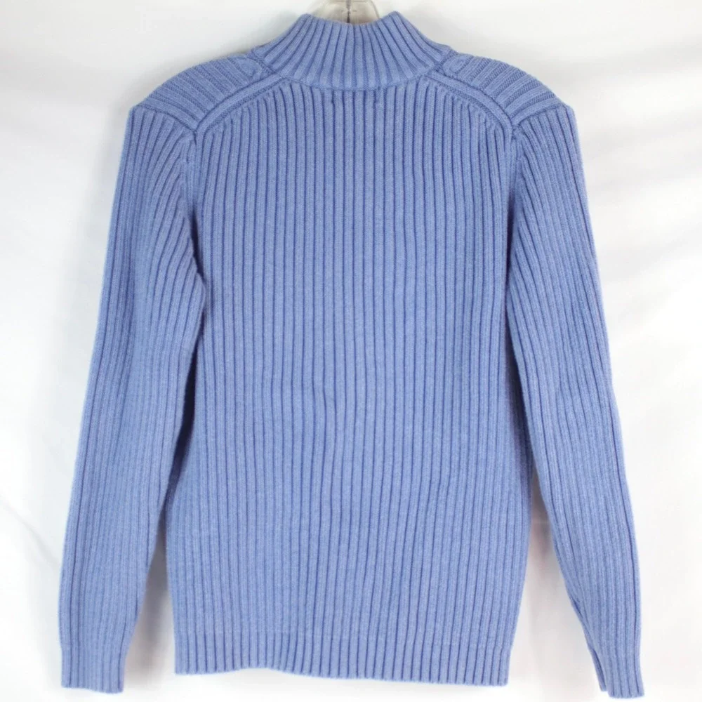 Lands' End Blue Cable Knit Quarter Zip Mock Neck Sweater Women's Size S